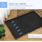 Gaiola para Cães com 2 Portas Gaiola para Animais de Estimação de Arame Dobrável com Alça de Transporte Aço 121x74,5x81cm Preto