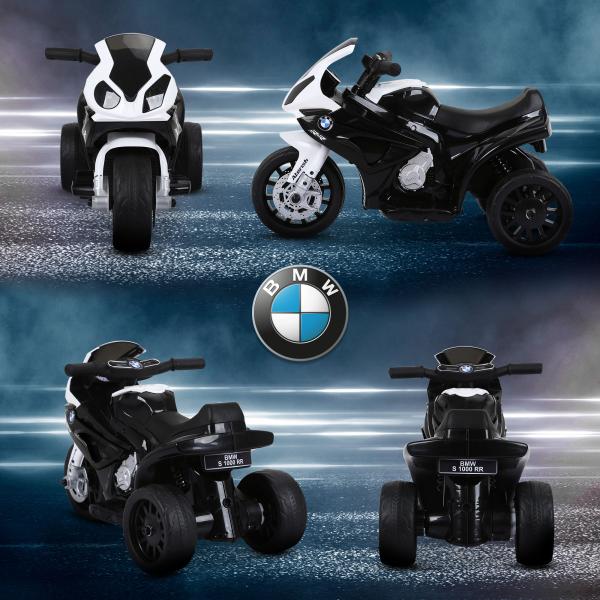 Mota BMW Infantil 6V Elétrica para Crianças 18 - 36 Meses com Faróis Música 2,5km/h Preto 66x37x44 cm