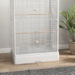 Gaiola para Pássaros 61x36,5x98 cm com Portas Poleiros Bandeja Removível e Alças para Canários Periquitos Branco
