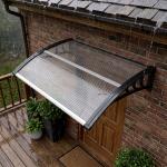 Marquise de Proteção 75x100 cm para Portas e Janelas contra Sol e Chuva com Suporte de Liga de Alumínio Transparente e Preto