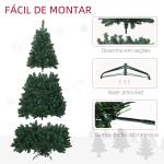 Árvore de Natal Artificial 210 cm com 1064 Ramos de Arame de Memória e Base Recolhível Árvore de Natal Verde