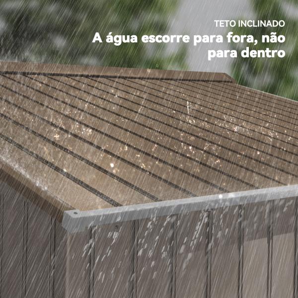 Abrigo de Jardim Exterior 4,83 m² 277x195x192 cm Abrigo e Jardim Metálico para Armazenamento de Ferramentas com Base Incluída e 4 Janelas Castanho