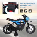 Mota Elétrica Infantil Motocicleta para Crianças acima de 3 anos Bateria 6V com Luzes e Música 105x52,3x62,3 cm Azul
