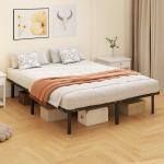 Estrutura de Cama 160x200 cm com Espaço de Armazenamento Abaixo e Ripas de Álamo Fácil de Montar Carga 350 kg Preto