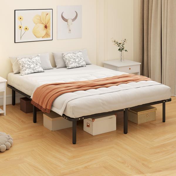 Estrutura de Cama 160x200 cm com Espaço de Armazenamento Abaixo e Ripas de Álamo Fácil de Montar Carga 350 kg Preto