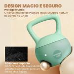 Kettlebell de 10 kg Pesa Russa Preenchida de Areia Metálica e Alça Antiderrapante para Treino em Casa Ginásio 21x21x30 cm Verde