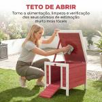 Coelheira de Madeira Exterior Coelheira para Roedores Animais de Estimação Pequenos com Teto Asfáltico e Rampa Antiderrapante 42x51x43cm Vermelho