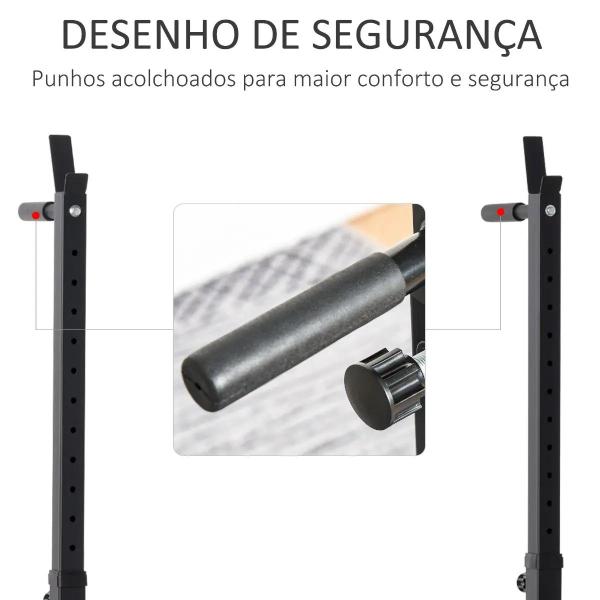 Suporte Ajustável para Barras de Peso Suporte Multifuncional para Exercício em Casa academia Carga 150kg Altura Ajustável 121 - 171cm Preto e Vermelho