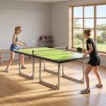 Mesa de Ping Pong Dobrável Mesa de Ping Pong Profissional com Rede e Estrutura de Aço 182x91x76 cm Verde