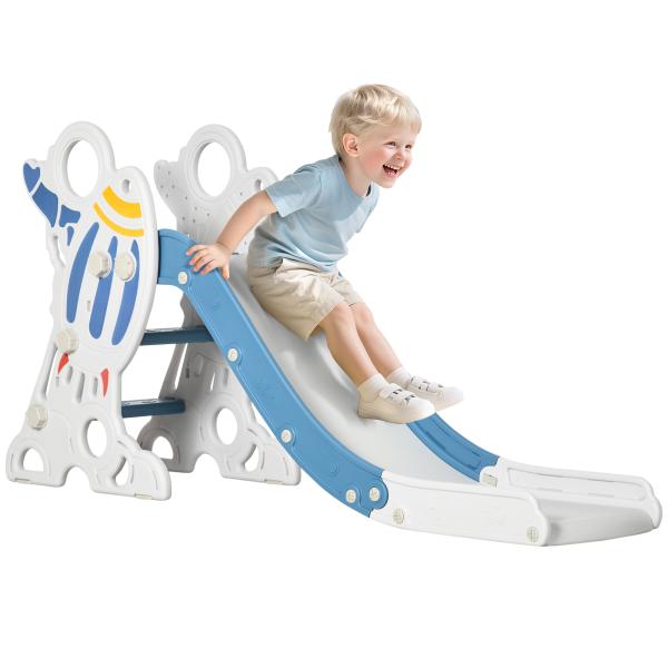 Escorregador para Crianças de 18 - 36 Meses com 3 Degraus Antiderrapantes 157x46,5x80 cm Azul