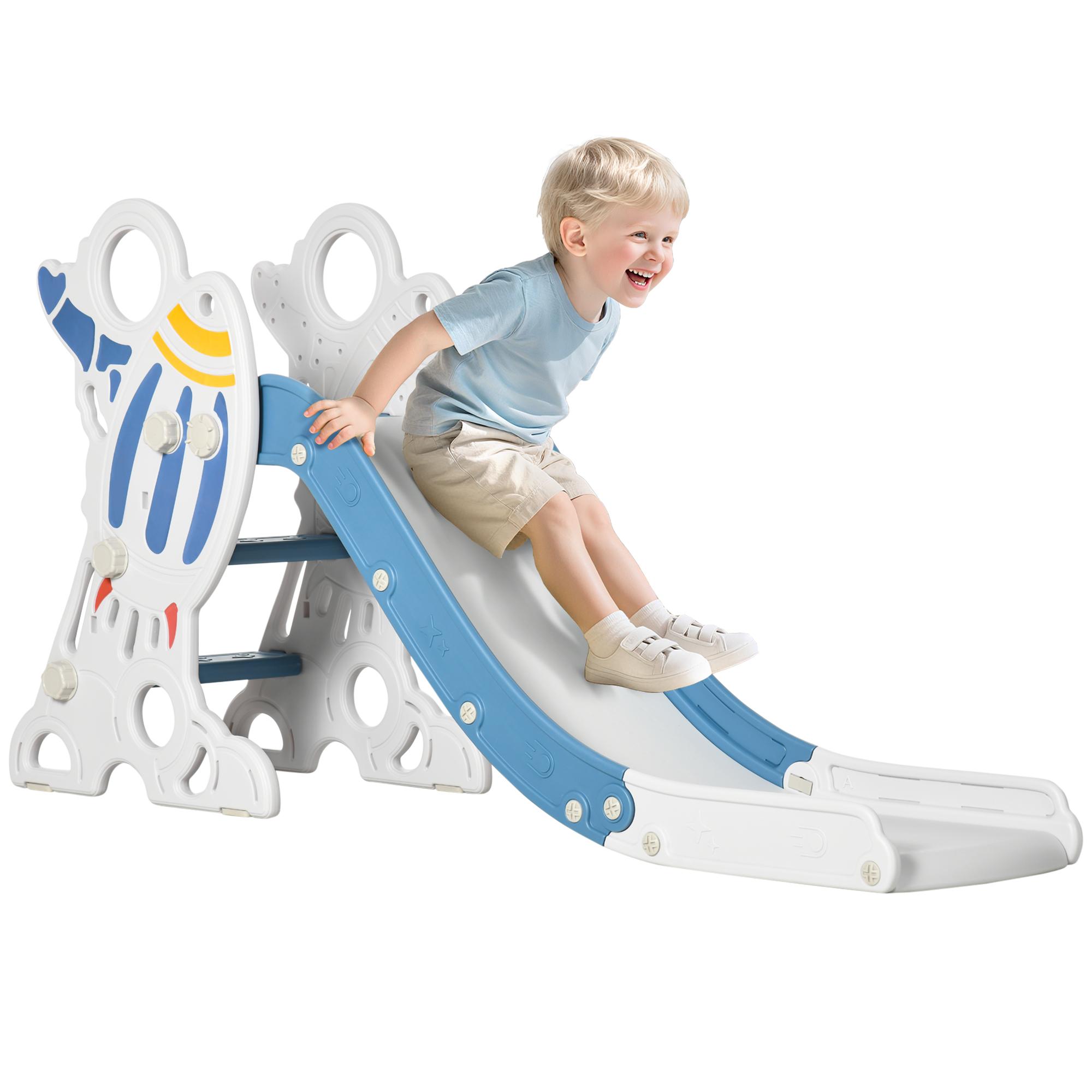 Escorregador para Crianças de 18 - 36 Meses com 3 Degraus Antiderrapantes 157x46,5x80 cm Azul