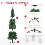 Árvore de Natal Artificial 195 cm Árvore de Natal com 556 Ramos Árvore de Natal Slim com 25 Pinhas Base Dobrável Ø54x195 cm Verde