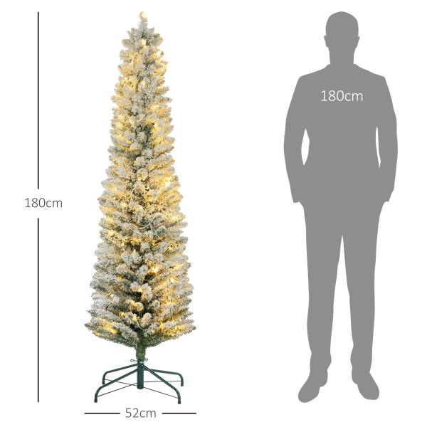 Árvore de Natal 180 cm Árvore de Natal Artificial Nevada com 150 Luzes LED 329 Ramos Verde e Branco