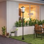 2 Candeeiros Solares de Exterior com Painel Solar Acendimento Automático Impermeável IP44 23,5x23,2x184 cm Preto