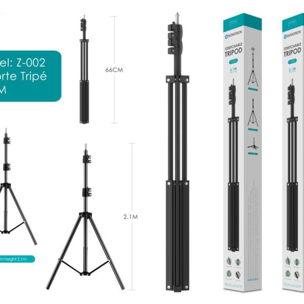 Tripé Profissional Ajustável Novoteck Z-002 - Extensível até 2.10m, Portátil e Estável, Ideal para Fotografia e Vídeo