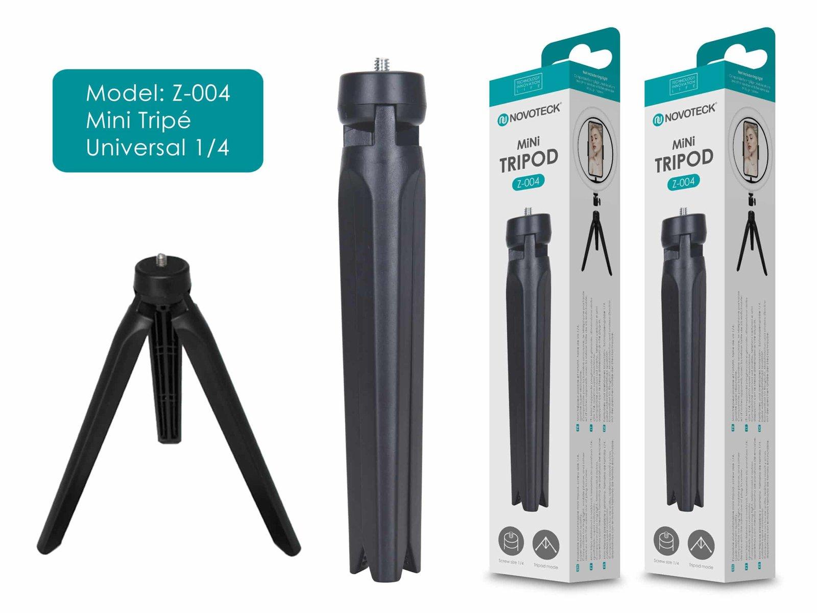 Mini Tripé Universal Novoteck Z-004 - Compatível com Câmeras e Equipamentos de Vídeo, Portátil e Estável