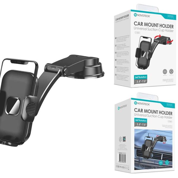 Suporte de Carro Universal Z-064 - Ventosa Robusta, Rotação 360°, Acesso Rápido