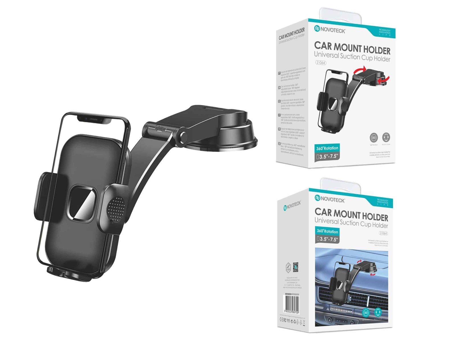 Suporte de Carro Universal Z-064 - Ventosa Robusta, Rotação 360°, Acesso Rápido