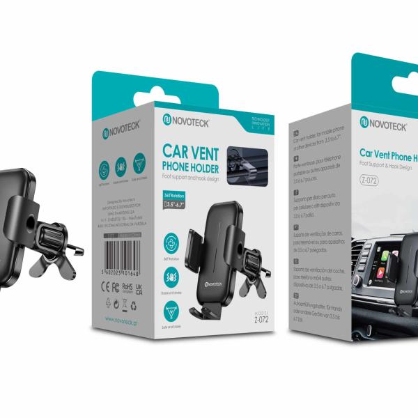 Suporte NOVOTECK Z - 072 para Saída de Ar do Carro - Universal, Rotação 360º, para Telemóveis de 3.5" - 6.7"
