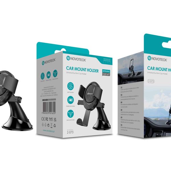 Suporte de Sucção Universal para Telemóvel NOVOTECK Z - 073 - Rotação 360º, para Dispositivos de 3.5" - 6.7"