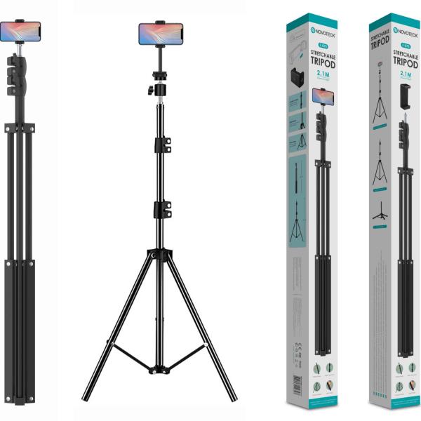 Tripé Extensível Novoteck Z - 075 – Ajustável até 2,1m, Universal, Portátil e Estável