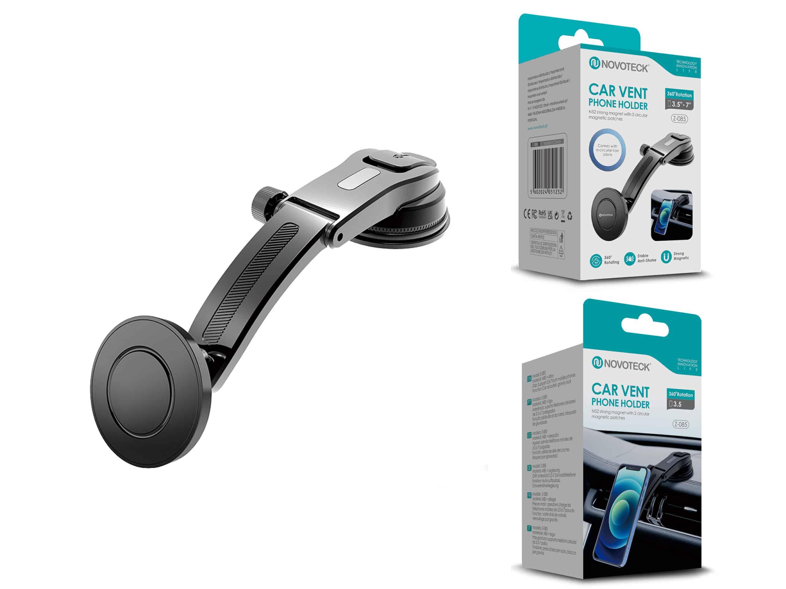 Suporte Magnético Ajustável para Telemóvel com Ventosa Rotação 360º Z - 085