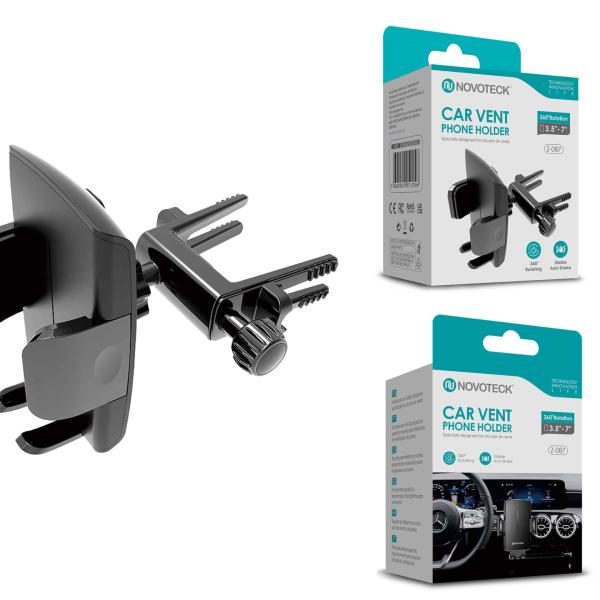 Suporte de Telemóvel para Saída de Ar com Presilha Ajustável – Rotação 360º para Telemóveis de 3,5'' a 7''Z - 087