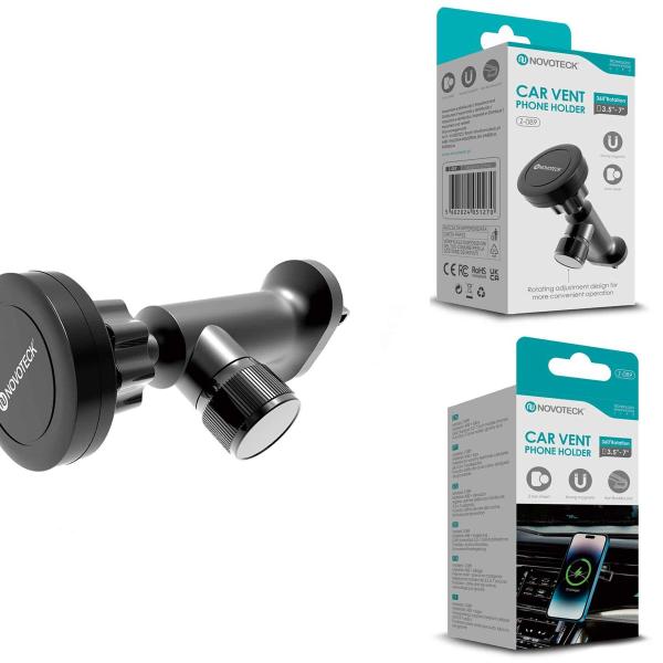 Suporte Magnético para Telemóvel com Rotação 360º – Fixação na Saída de Ar para Telemóveis de 3,5'' a 7''Z-089