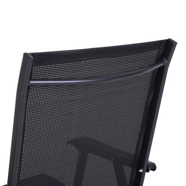 Conjunto de 2 cadeiras dobráveis para exterior com apoio de braços Cadeiras para varanda Jardim Terraço 58x64x94 cm Preto Carga 100kg