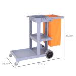 Carro de Limpeza com Bolsa de 100L Carro de Limpeza Profissional com 3 Prateleiras e Plataforma 121x50,5x96,5 cm Cinza e Amarelo