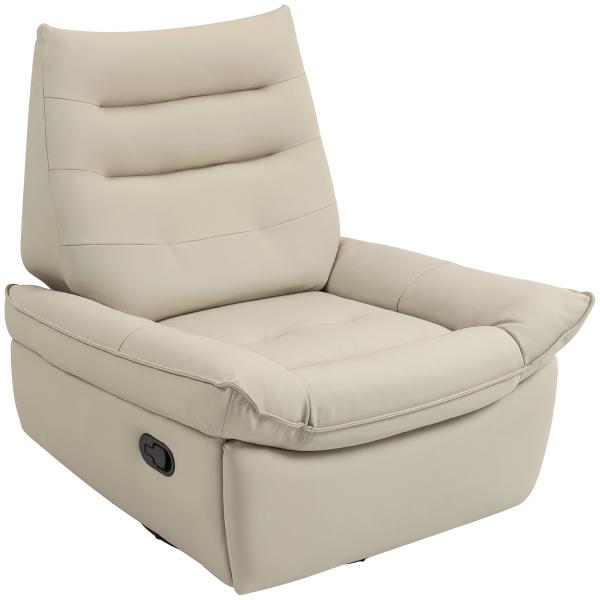 Poltrona Relax Reclinável Manual Giratória Função Baloiço Estofada em PU Reclinável até 135º 97x94x98 cm Creme