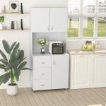Armário de Armazenamento de Cozinha Armário Alto com 3 Gavetas 3 Portas e Prateleiras Interiores Ajustáveis móvel Auxiliar para Sala de Jantar Sala de Estar 80x39,5x183,5cm Branco