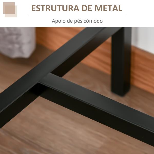 Conjunto de Mesa de Bar com 2 Bancos Conjunto de 3 Peças com 2 Bancos com Encosto e Apoio para Pés Design Industrial Madeira e Preto