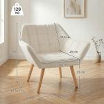 Poltrona de Sala Moderna Estofada em Veludo com Pés de Madeira Poltrona Relax para Sala de Estar Creme