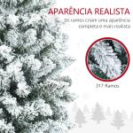 Árvore de Natal Artificial Coberta de Neve 150 cm com 317 Ramos e Suporte de Metal Árvore Natalícia para Sala Interior Verde