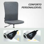 Cadeira de Escritório sem Apoio para os Braços Estofada em Linho Sintético com Altura Ajustável 53x43x85 - 93 cm Cinza
