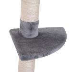 Árvore Arranhadora para Gatos Arranhador para Fixar ao Teto Altura Ajustável com Plataformas Poste de Sisal 40x34x230 - 260cm Cinza