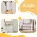Barreira de Segurança para Cães com Largura Ajustável 74 - 100 cm e Extensões para Escadas e Portas Branco