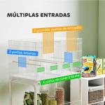 Gaiola para Pássaros com Divisória Rodas Gaiola para Aves com Comedouros Poleiros e Bandeja Removível 76x46x116 cm Branco