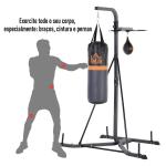 Saco de Boxe Suspenso com Suporte Bola de Velocidade Ajustável em Altura de 167 - 187cm e Inflador para Treinamento Fitness em Casa Ginásio 115×157×221 cm Preto e Cinza