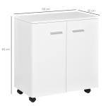 Armário de Armazenamento Moderno Móvel para Armazenamento com Rodas Armário e Prateleiras 60x35x65cm Branco