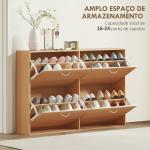 Sapateira Moderna com 4 Gavetas Abatíveis e Prateleiras Ajustáveis para 16 - 24 Pares de Sapatos 120x24x81 cm Madeira