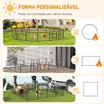 Parque para Cães com 16 Painéis e 2 Portas, Recinto em Aço para Interior e Exterior 80x60 cm Cinzento