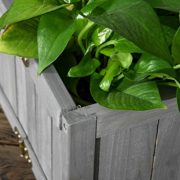 Floreira de Madeira Dobrável Floreira Elevada para Cultivo de Vegetais e Flores no Pátio Varanda Terraço 70x30x25 cm Cinzento