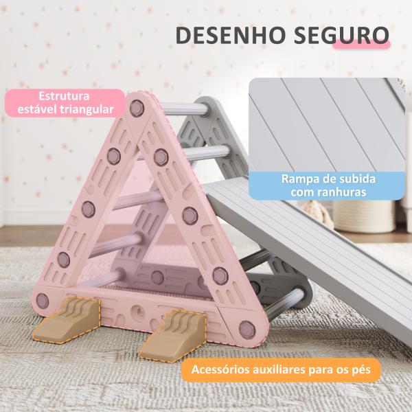 Triângulo de Escalada para Crianças de 18 - 48 Meses com Escorrega e Rampa 130x80x69 cm Cinza e Branco