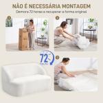 Sofá de 2 Lugares Estofado em Borreguito Sofá de Sala de Estar com Desenho Curvo e Acolchoamento Grosso142x85x73,5 cm Creme