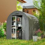 Tenda de Jardim para Bicicletas com Estrutura em Aço, Porta com Fecho, Impermeável 2,4x1,6x1,9 m Cinzento Claro