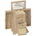 Caixa Joias de Madeira de 4 Níveis Organizador de Joias com 2 Gavetas e Espelho 26,5x16x33,5 cm Madeira