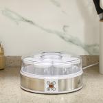 Iogurteira 20W Capacidade 1,26L com 7 Frascos de Cristal de 180 ml Termóstato Ajustável Temporizador de 1 - 48 horas 24x24x13 cm Branco