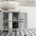 Móvel para Lavatório Pousar com 2 Portas e Prateleira Ajustável Estilo Moderno 60x30x60 cm Cinza e Madeira